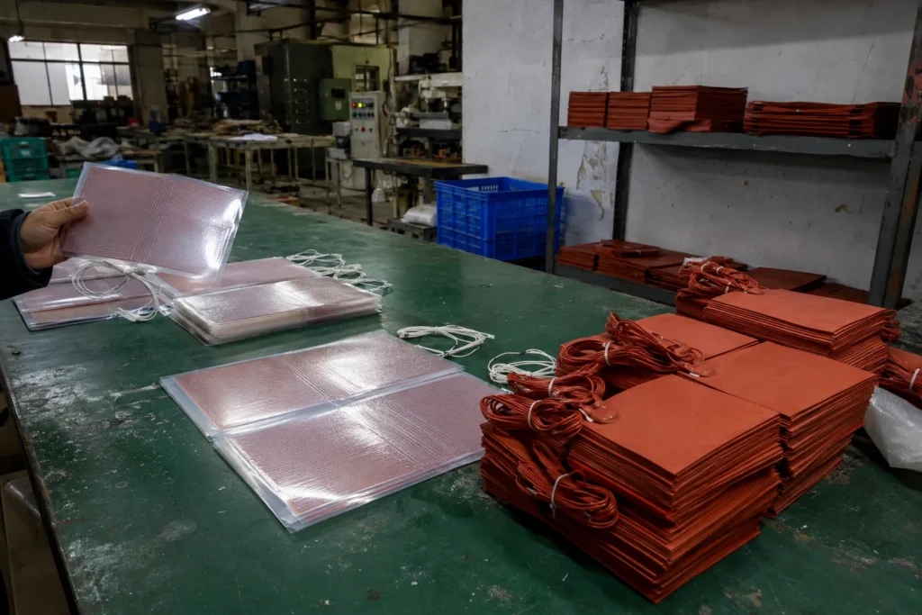 Finished heaters on the inspection and sorting bench
