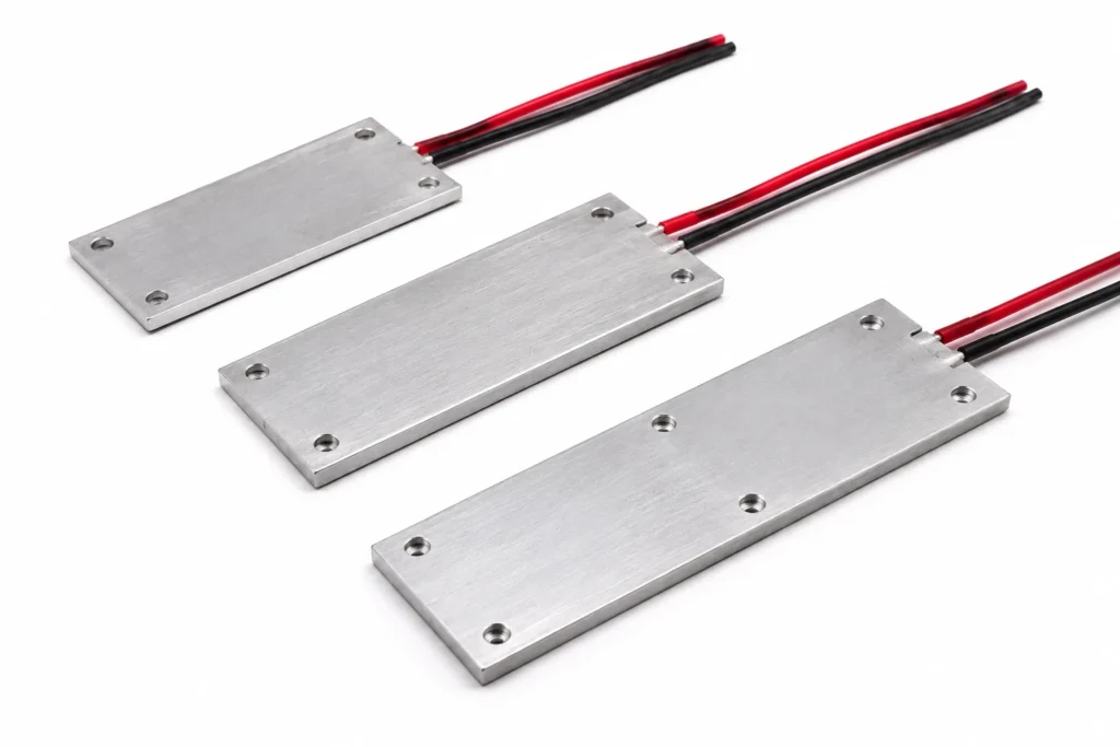 PTC Aluminium Plate Heaters — the construction this page describes