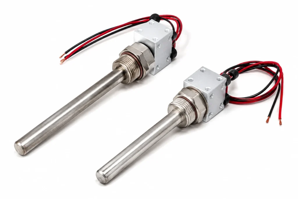 PTC Immersion and Liquid Heaters — the construction this page describes